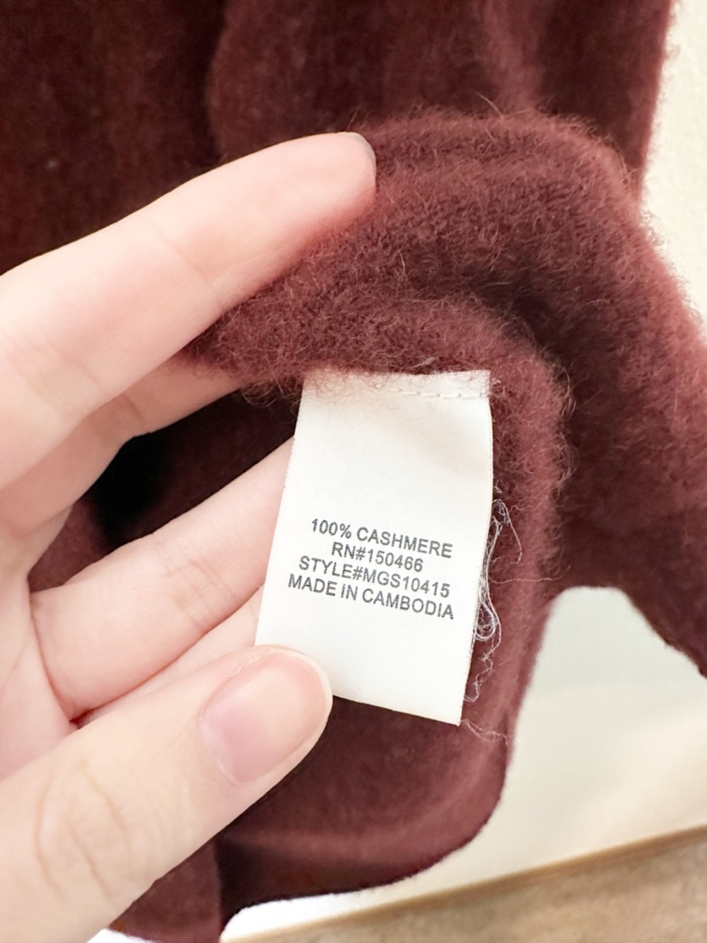 The Commons 100% Cashmere Crewneck Sweater Burgundy Red Brown Medium - Picture 5 of 7